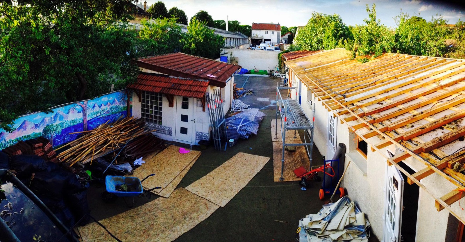 travaux de modification de la toiture et création de préau en 2017, ) Fort School Aubervilliers